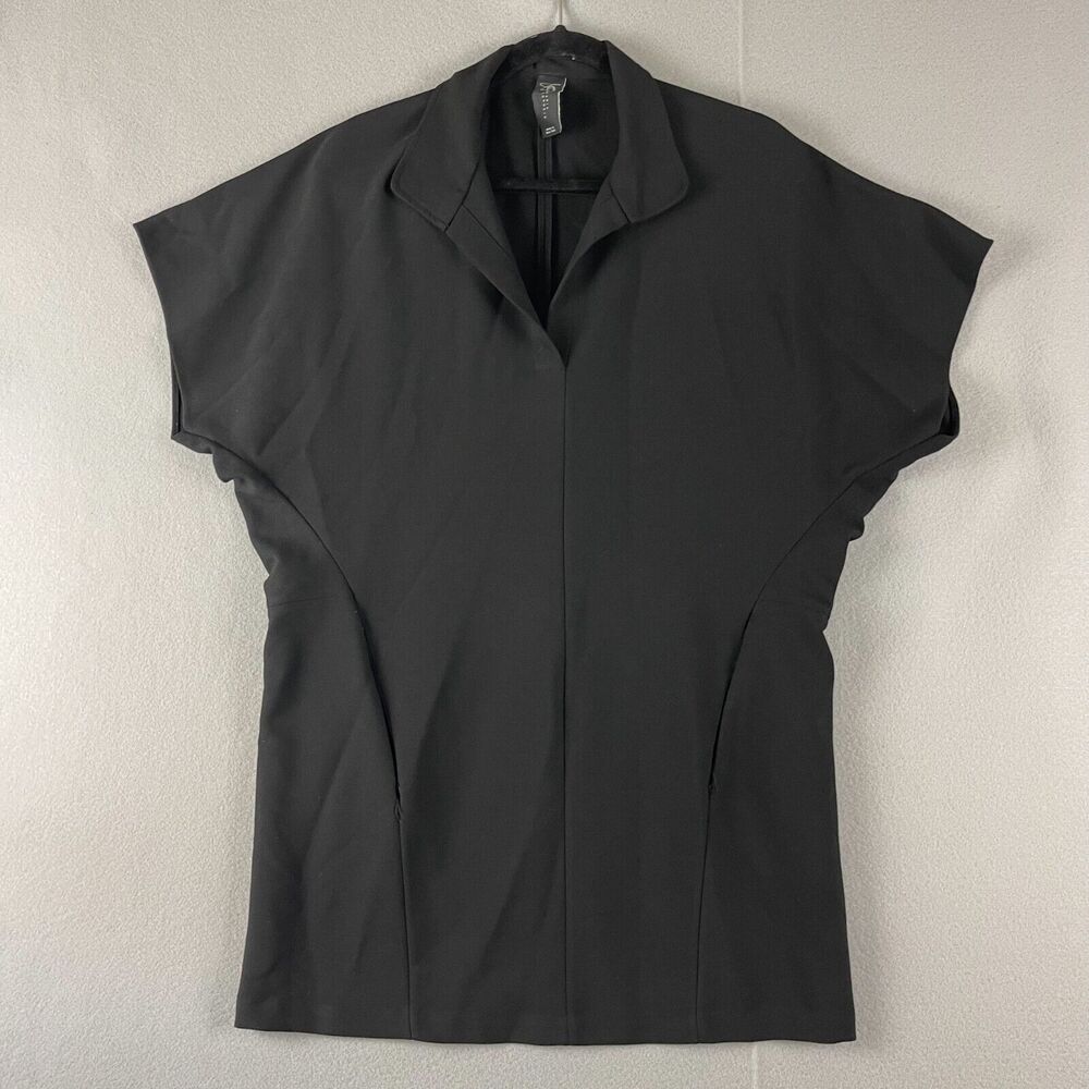 Zero Maria Cornejo Tunic Top Womens 2 Black Oversized Pocket Modern Minimalist